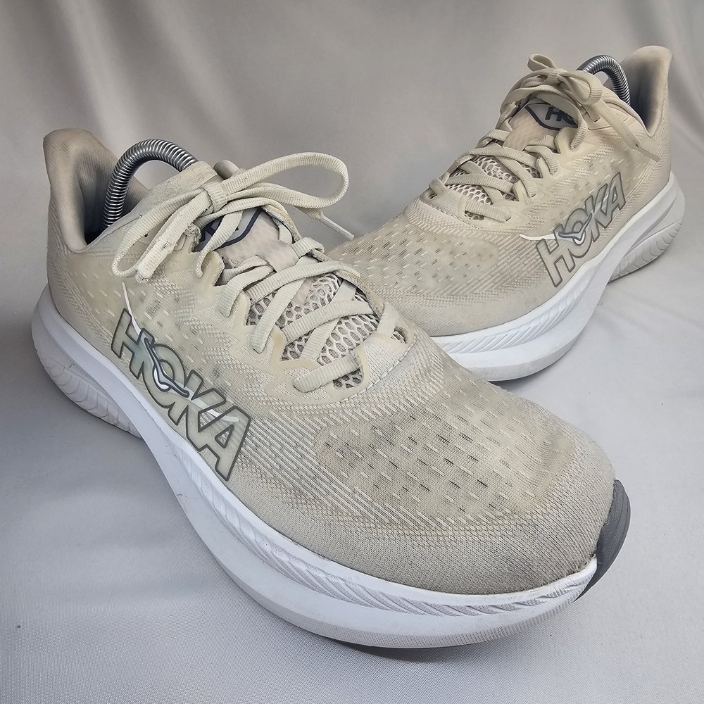 Hoka One One Mach 6 Running Shoes Women's Size 11B Beige Cream Athletic Sneakers